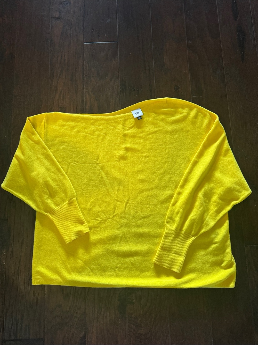 CABI Women's Bright Yellow Off-Shoulder Sweater Style#6167 - Picture 3 of 7